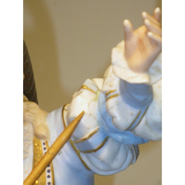 1900s Table Lamp Gilded Dresden Porcelain Figurine Masquerade Ball Renaissance For Sale - Image 15 of 17