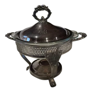 Anchor Hocking Silver-Tone Metal Chafing Dish With Glass Bowl