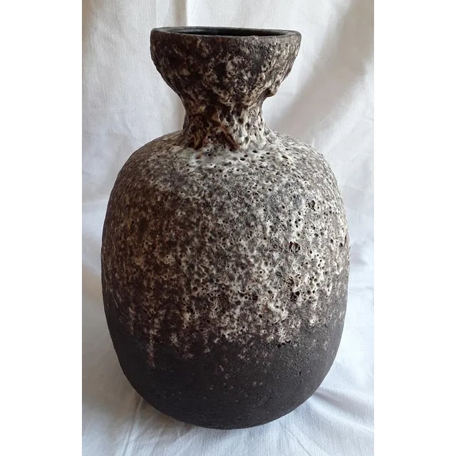 1970s Vintage Ceramic Vase in the style of Fat Lava in Beige-Brown, 1970s For Sale - Image 5 of 5