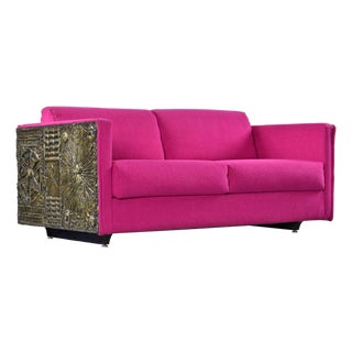 Adrian Pearsall Craft Associates Pink Paul Evans Style Brutalist Loveseat Sofa For Sale