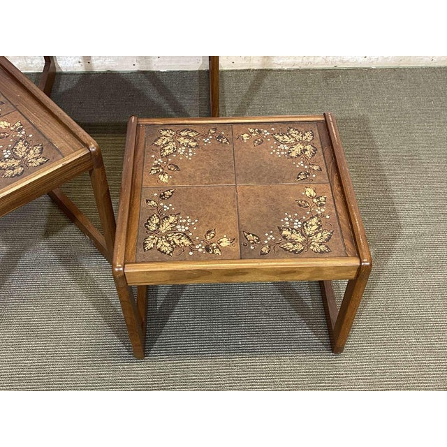 Teak Nesting Tables with Tiled Tops, 1970s, Set of 3 For Sale - Image 6 of 11