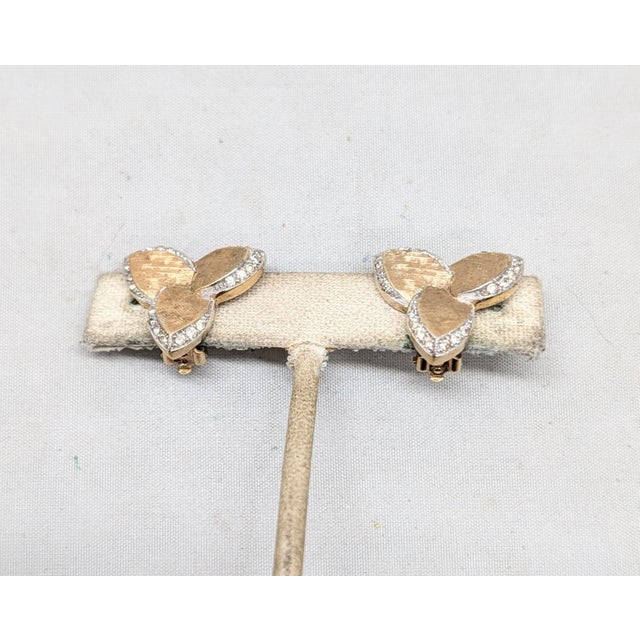 Vintage 1980s Signed Panetta Goldtone & Clear Rhinestone Clip Earrings-2 Pieces For Sale - Image 9 of 11