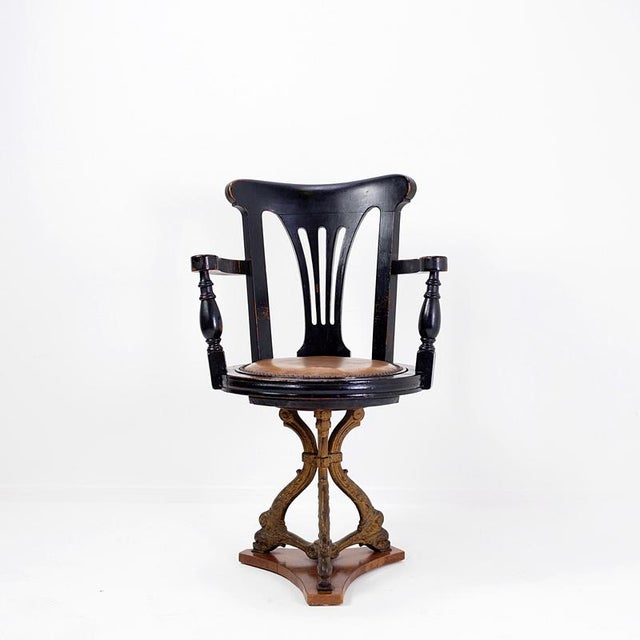 Antique Black Stained Oak Chair For Sale - Image 15 of 16