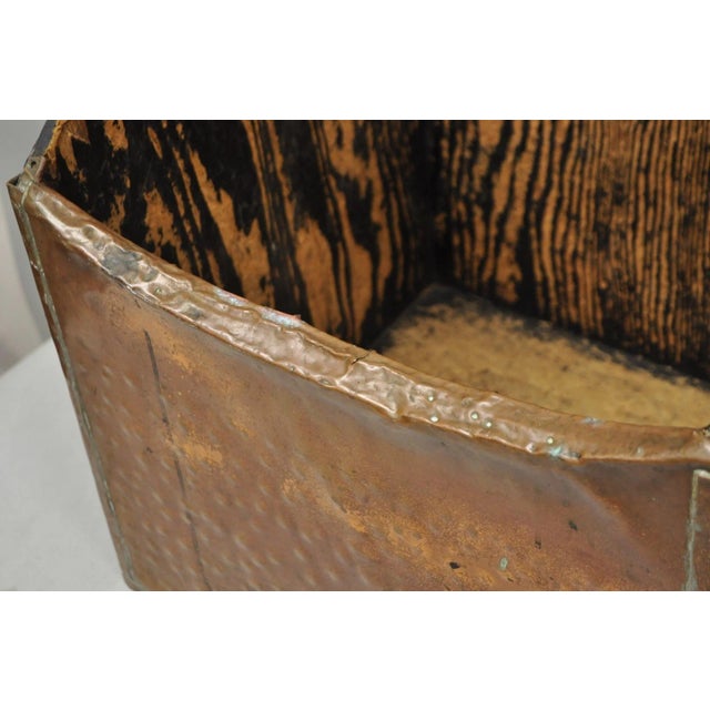 Brown Antique French Country Primitive Copper & Wood Black Grain Painted Grain Bin For Sale - Image 8 of 18