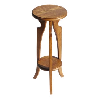 Vintage Art Deco Plant Stand in Oak, 1920s For Sale
