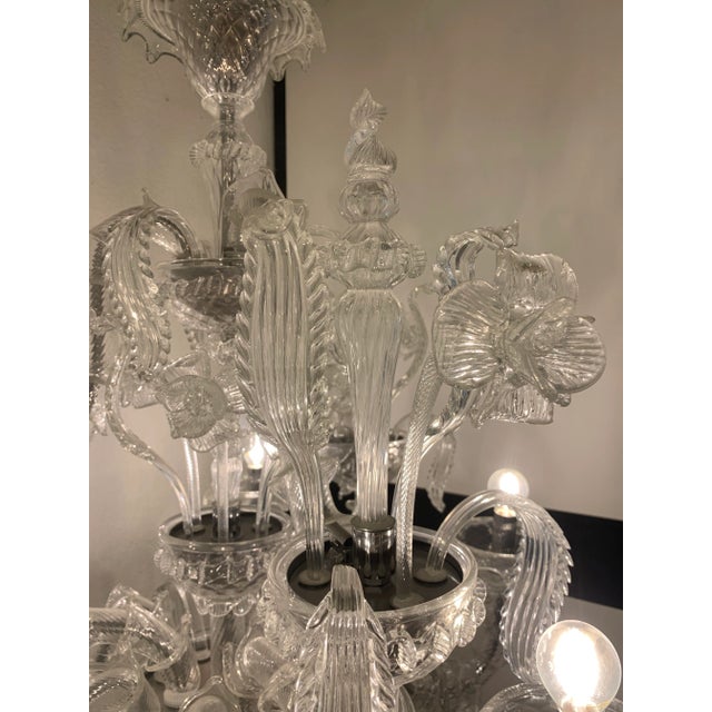 Transparent Murano Style Glass Chandelier For Sale - Image 4 of 12