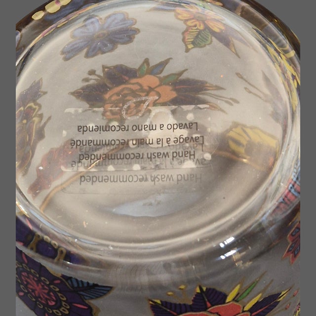 Late 20th Century Late 20th Century Boho Chic Williams Sonoma Day of the Dead Painted Skull Floral Tumblers Highball Glasses - Set of Four L For Sale - Image 5 of 8
