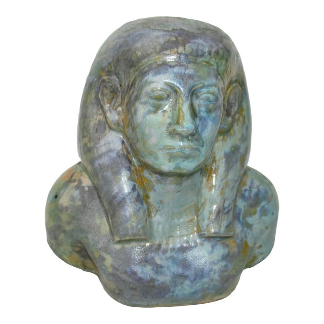 Stoneware Bust of Egyptian Pharoh Circa 1900 For Sale