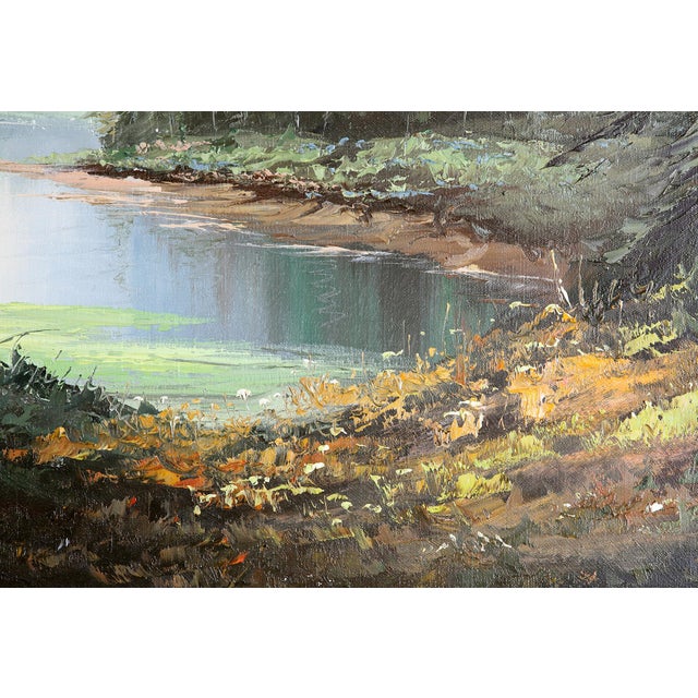 Late 19th Century Original Signed Caroll Forseth Mountain Lake Landscape Painting, Ornate Gilt Frame For Sale - Image 4 of 7