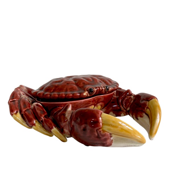 Traditional Vintage Portuguese Bernard Palissy Style Majolica Crab Tureen For Sale - Image 3 of 8
