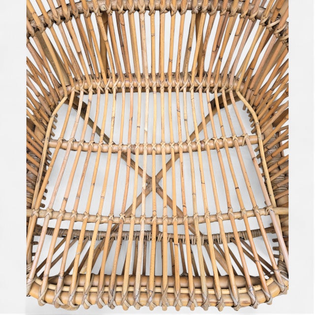 Late 20th Century Attributed to Franco Albini Italian Pencil Reed Rattan Chair For Sale - Image 12 of 16