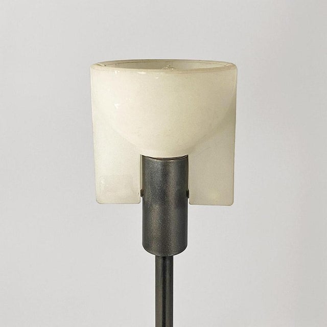 Metal Italian Modern Lamp in Metal and Opal Glass, 1980s For Sale - Image 7 of 15