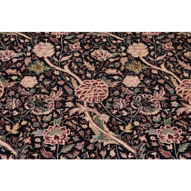 Shabby Chic 1990's Floral Pak-Persian Black/Black Wool Rug - 9'0'' X 12'6'' For Sale - Image 4 of 9