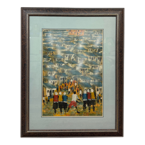 Patrick Bergsma Township Scene Signed Painting, Circa 1996