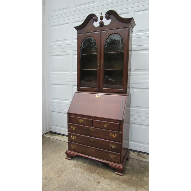 Traditional 1980s Ethan Allen Cherry Georgian Court Secretary Bookcase Desk For Sale - Image 3 of 11