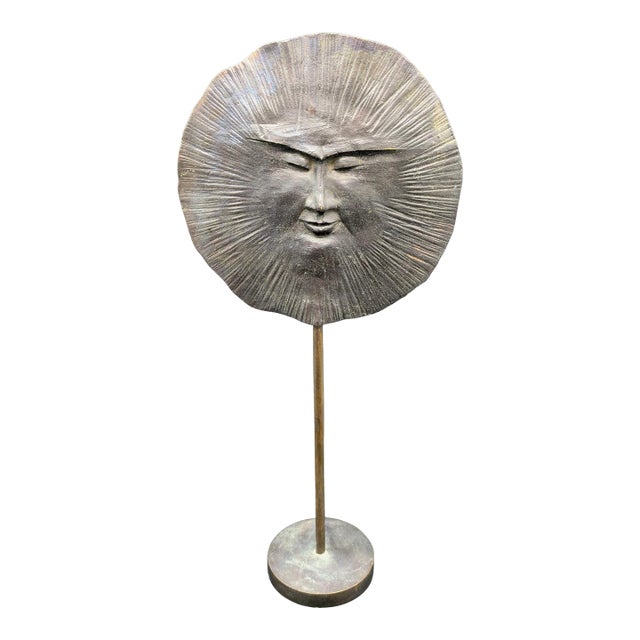 1970s Original Bronze "Sun God" Sculpture: Signed Kunping For Sale