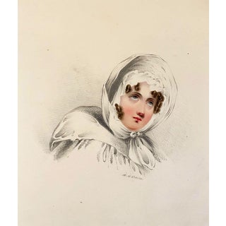 William Warman, Portrait of a Woman in a Bonnet, Mid-19th Century, Watercolour For Sale