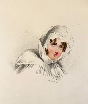 William Warman, Portrait of a Woman in a Bonnet, Mid-19th Century, Watercolour