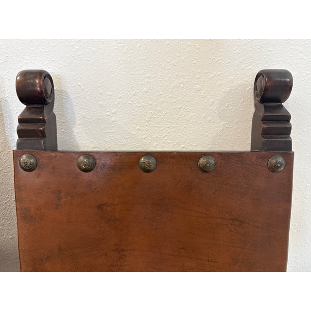 Vintage South Cone Trading Co. Spanish Colonial Peruvian Leather Dining Chairs- Set of 4 For Sale - Image 9 of 14