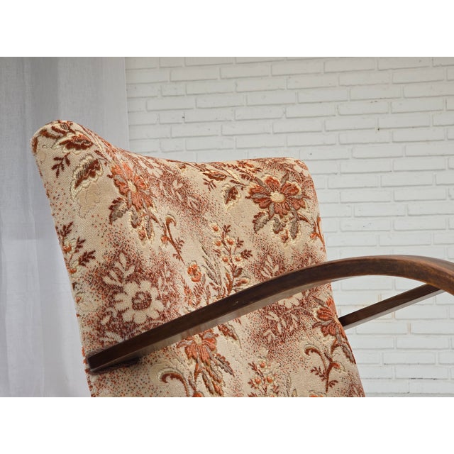 Art Deco Danish Armchair in Furniture Velour and Beech Wood, 1950s For Sale - Image 14 of 18