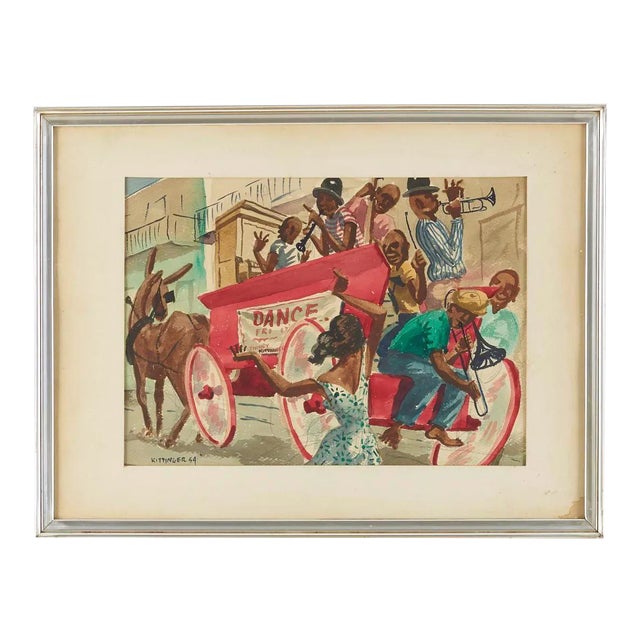 1950s Vintage New Orleans French Quarter Sydney Kit Kittinger Watercolor Painting For Sale