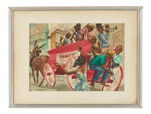 1950s Vintage New Orleans French Quarter Sydney Kit Kittinger Watercolor Painting