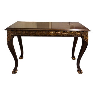 1990s Wooden Desk With Gold Accents For Sale