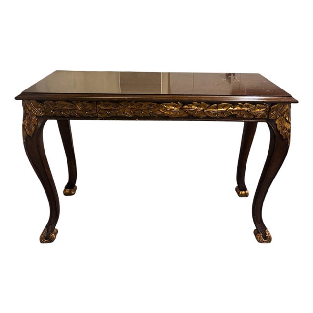 1990s Wooden Desk With Gold Accents For Sale