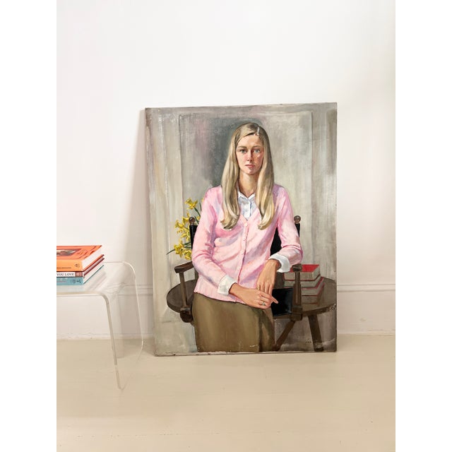 1960s Vintage Comer Jennings Portrait Painting 1970s Original Signed For Sale - Image 5 of 18