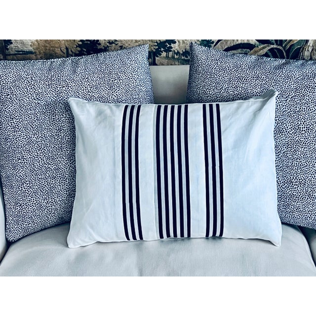 Pair Cushions/Pillows in a Small Blue Animal Print on White Ground For Sale - Image 9 of 12