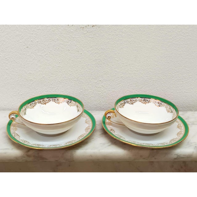 Art Deco Limoges Porcelain Tea Service by Georges Boyer, 1940s, Set of 12 For Sale - Image 4 of 8