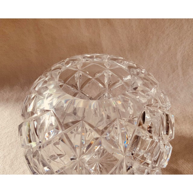 …. Large cut crystal rose bowl | All-over crosshatch diamond and star pattern | Acquired at Marché aux Puces de...