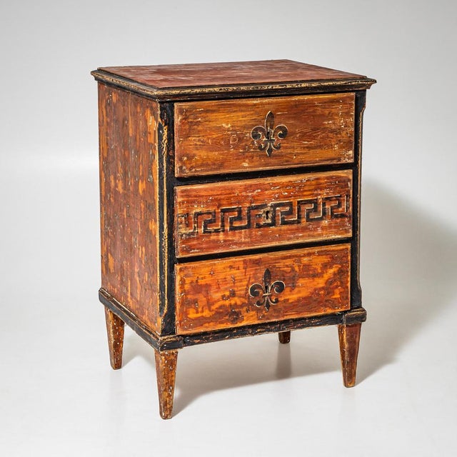 Hand-Painted Biedermeier Chest of Drawers in Red, 1800s For Sale - Image 9 of 9