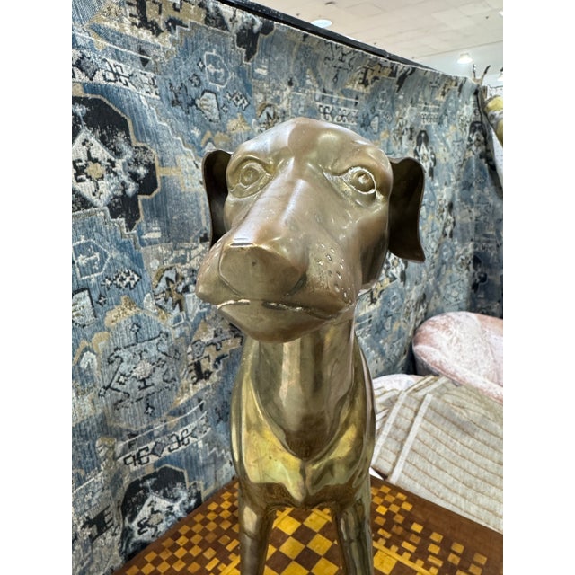 29.5”h Large Vintage Brass Greyhound Dog Sculpture For Sale - Image 4 of 6