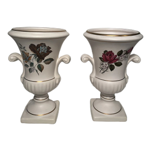 Vinatge Flora Plateel Gouda Holland Keramiek Vases- a Pair