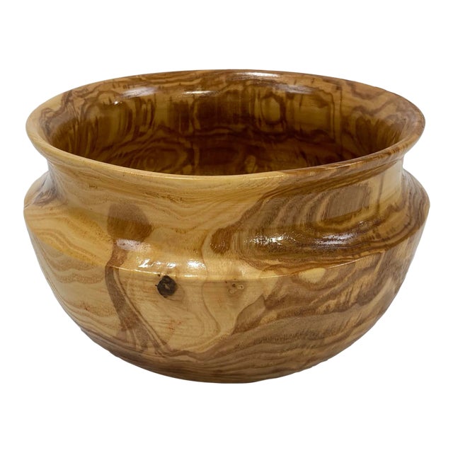 Vintage Hand Turned Burled Wood Bowl For Sale