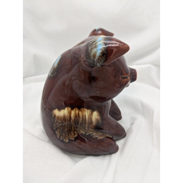 Hull Usa Pottery Piggy Bank Brown Aqua Ivory Drip Glaze Chairish