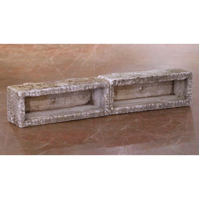 Gray Pair of Early 20th C. French Neoclassical Stone Garden Planters For Sale - Image 8 of 9