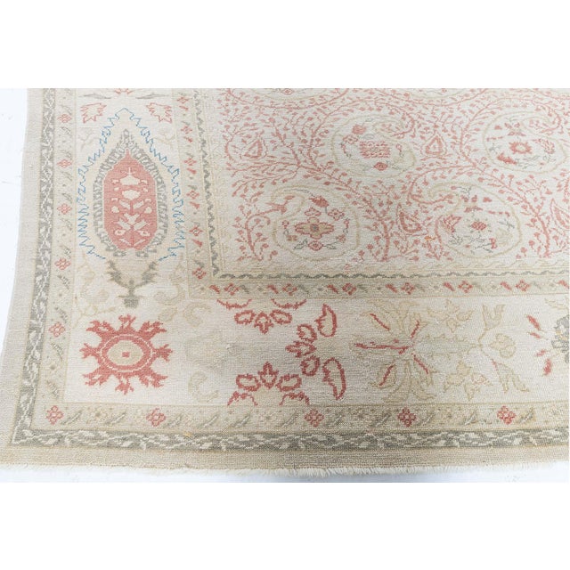 Turkish "Peachani" Traditional Modern Oushak Floral Cream Carpet by Doris Leslie Blau For Sale - Image 3 of 8