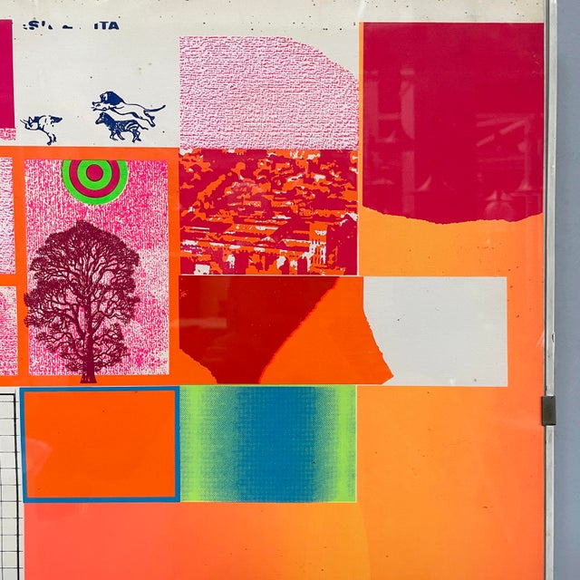 Wood Italian Modern Geometrical Silkscreen Print with Collage on Paper, 1970s, 1970s, Wood & Paper For Sale - Image 7 of 18