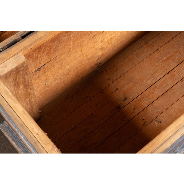 Sky Blue 19th Century Painted Pine Blanket Chest in Blue For Sale - Image 8 of 11
