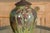 1920s Green Pottery Table Lamp with Raised Floral Motif on Wooden Base, Wired For Sale - Image 12 of 12