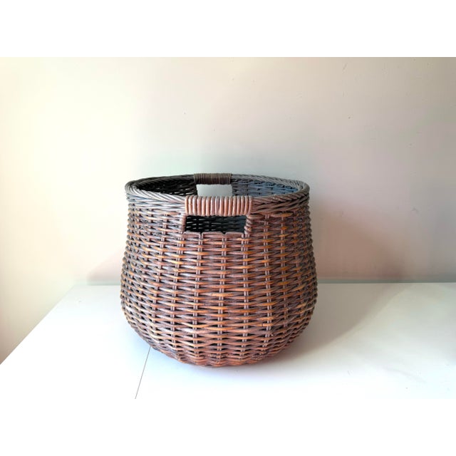 Late 20th Century Willow Vine Weft Blanket Basket For Sale - Image 4 of 7