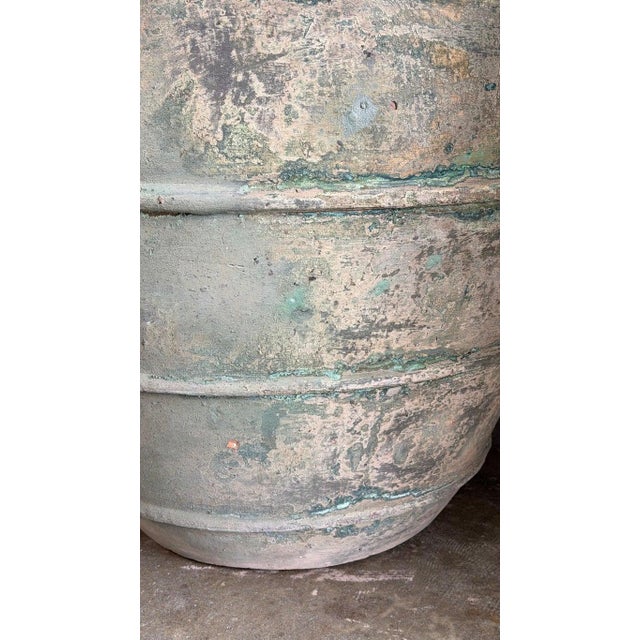 Mediterranean Barreal Jars - Verdigris Patinated Terracotta Olive Vassels For Sale - Image 14 of 17