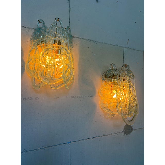 Design mazzega italy 1970s h 37-40cm w 30cm d 17cm an exceptional set of vintage italian wall sconces by mazzega,...