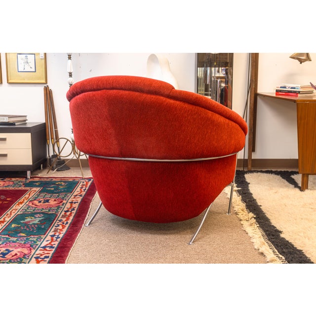 Modern Vintage Milo Baughman Thayer Coggin Boldido Red Fabric Lounge Chair and Ottoman For Sale - Image 3 of 12