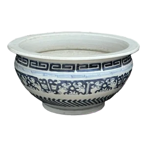 Late 19th Century Chinese Art Blue and White Porcelain Censer Bowl
