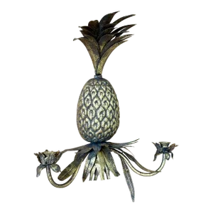 Mid-20th Century Regency Metal Tole Gilt Pineapple Wall Candle Sconce