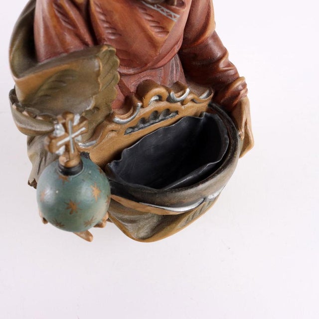 Brown Wooden Stoup Figurine For Sale - Image 8 of 10