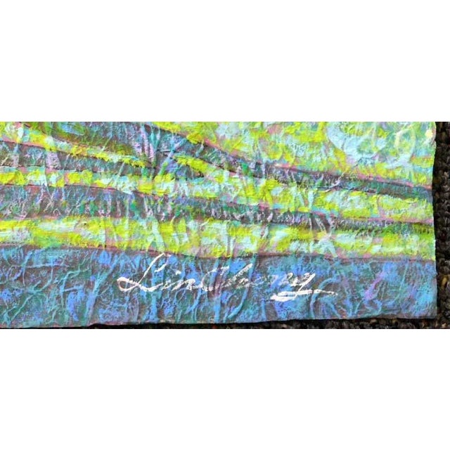 Untitled original acrylic painting on rice paper by Chinese artist Lin Chong. Hand signed by the artist. Art Size: 38" x...